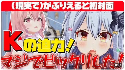 犬山たまき(個人VTuber)が我部りえるの中の人に会った際に、胸の大きさに目がおかしくなったのではと思った・バイが爆発していると、胸の大きさにかなり驚いていることを語っている